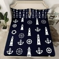 thumbnail image 2 of Erosebridal Ocean Anchor Lighthouse Sheet Set Twin,Nautical Theme Bedding Sets Twin Size,Breathable Bed Sheets Twin,Marine Decor,3pcs, 2 of 7