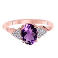 thumbnail image 2 of Mauli Jewels Rings for Women 1.45 Carat Diamond And Oval Shape Amethyst Ring 4 Prong 10K Rose Gold, 2 of 6
