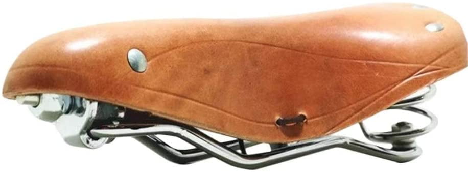 Vintage Brown Dual-spring Leather Bicycle Saddle Retro Bike Cycling Seat Cushion 