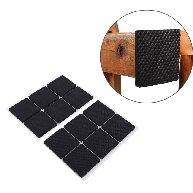 Almohadillas de Goma de Cojines de Pies Tabla de Goma Cojines Antideslizantes Muebles para Proteger Pisos Madera Dura Negro 12pcs Jardinería Octpeak No