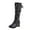 Black, variant on Fesfesfes Tall Boots for Young Ladies Warm Solid Knee High Boots Round Toe Lace Bandage Booties High Heel Boots Shoes US:7(39)