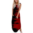 thumbnail image 2 of SMihono Robe Maxi Bohème d'Été pour Femmes Grande Taille Robes Maxi pour Femmes d'Été Décontractées Col Rond Croisé Sans Manches Fente Vacances Plage Poches Longue Robe Robe de Plage Évasée, 2 of 5