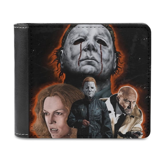 Michael Myers Halloween Leather Wallet for Men Women Two Fold Purse Slim Cash Card Holder Bag