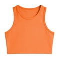 thumbnail image 3 of FASHOFT Girls Shirts Sporty Solid Color Cropped Sleeveless Top Elastic Comfy Summer Outdoor Leisure Daily Casual Youth Wear Girls Summer Tops Orange 8-10 Years, 3 of 5