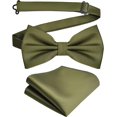 thumbnail image 1 of LAICAIW Mens Solid Color Double Fold Pre-tied Bow Tie and Pocket Square Set, 1 of 6