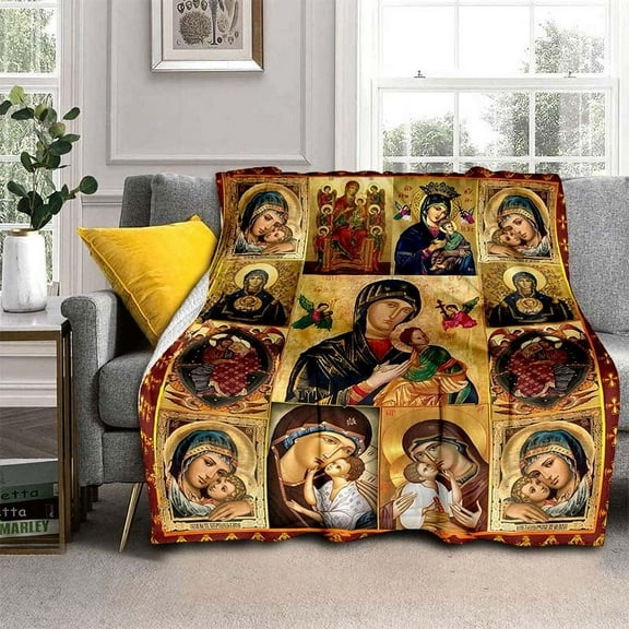 1pc Virgin Mary Blanket, Warm And Soft Lightweight Flannel Throw For Sofa, Bed, Travel, Camping, Livingroom, Office, Couch, Chair, And Bed