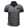 thumbnail image 4 of QUINDOS Collared Shirts for Men Short Sleeve Casual Polo Shirts Pockets Solid Tennis Loose T-shirts, 4 of 7