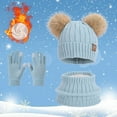 thumbnail image 2 of Boys Winter Hat Scarf Glove Set, Warm Hat Gloves Knit Lined Neck Warmer for Ages 4-10 Years Boys Girls, 2 of 3
