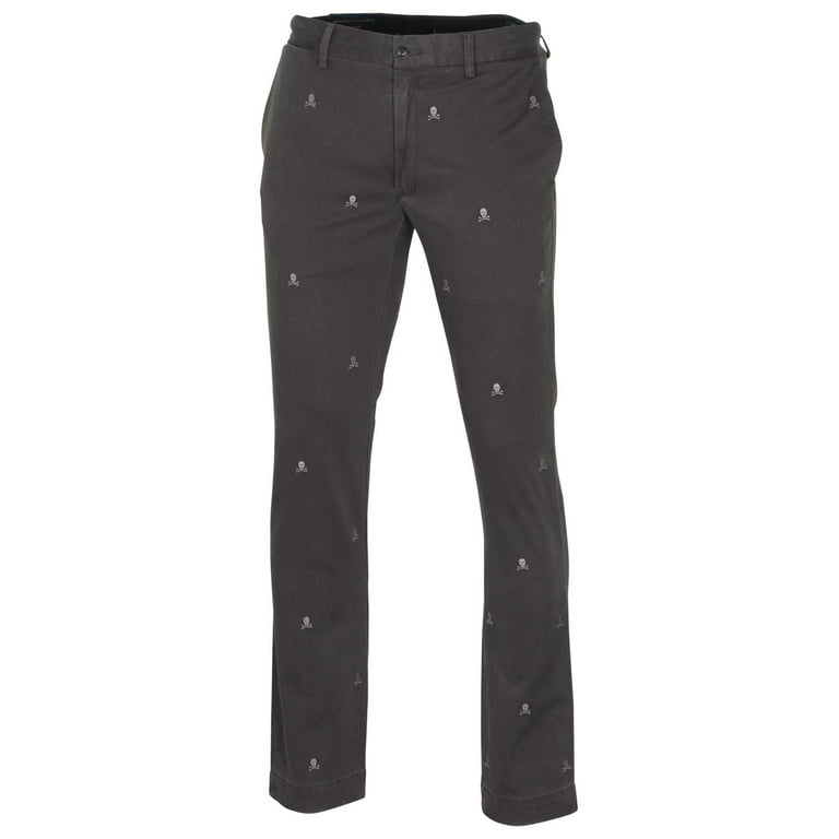 Polo RL Men s Embroidered Skulls Slim Fit Pants 35W x 32L Black Charcoal Walmart