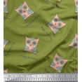 thumbnail image 1 of Soimoi Green Velvet Fabric Text & Owl Cartoon Decor Fabric Printed Yard 58 Inch Wide, 1 of 3