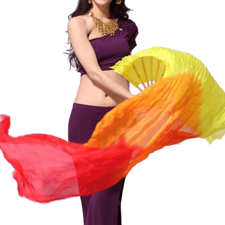Belly Dance Dancer Dancing Veil - BellyLady 1 Pair 1.8M Belly Dance Dancing Bamboo Long Fans-Yellow/Orange/Red
