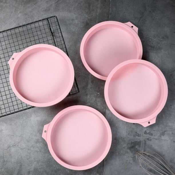 4 Uds., Juego de moldes redondos de silicona para pasteles, moldes redondos para hornear pasteles arcoíris para herramientas de decoración de fondant 6 pulgadas rosa 1 Soledad Molde Redondo Pastel Arcoíris
