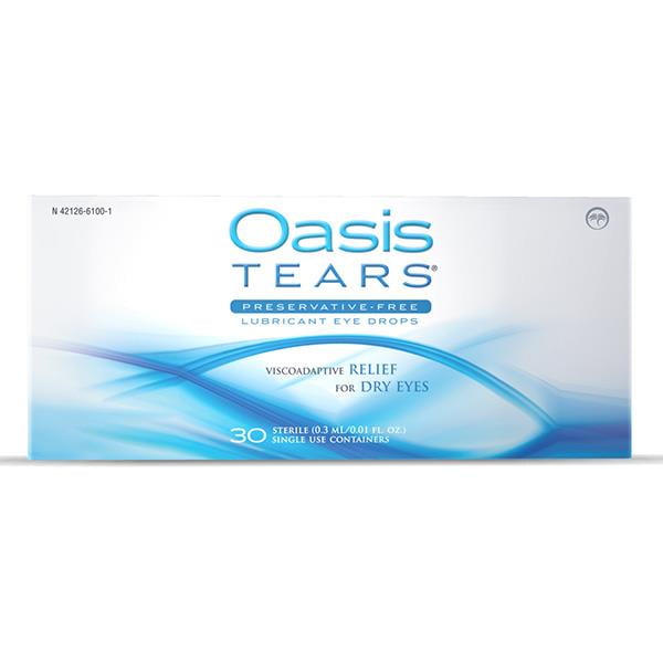 Oasis Tears Lubricant Eye Drops, 30 Ct Box, Sterile Disposable Containers, 0.01 fl oz