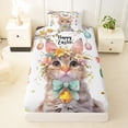 thumbnail image 3 of Erosebridal Flower Bow Cat Girls Twin Sheet Sets, Happy Easter Eggs Bedding, 3 Pieces, 3 of 5