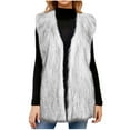 thumbnail image 3 of BiZtdJrK Lightening Sales Faux Fur Jackets for Women 2025 Winter Soft Shaggy Sleeveless Vest Jacket Thicken Warm Fuzzy Fleece Lapel Winter Coats Gray L, 3 of 5
