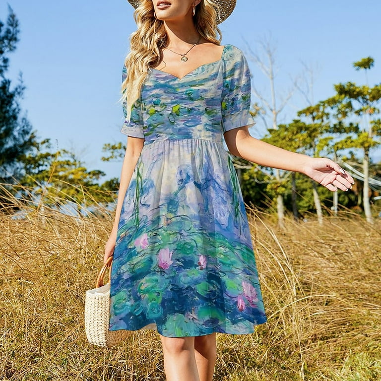 Water Lilies Claude Monet Fine Art Sleeveless Dress evening dress woman  Dresses gala - Walmart.com