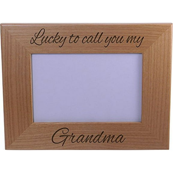 Lucky To Call You My Grandma - 4x6 Inch Wood Picture Frame - Great Gift for Mothers's Day Birthday or Christmas Gift for Mom Grandma Wife