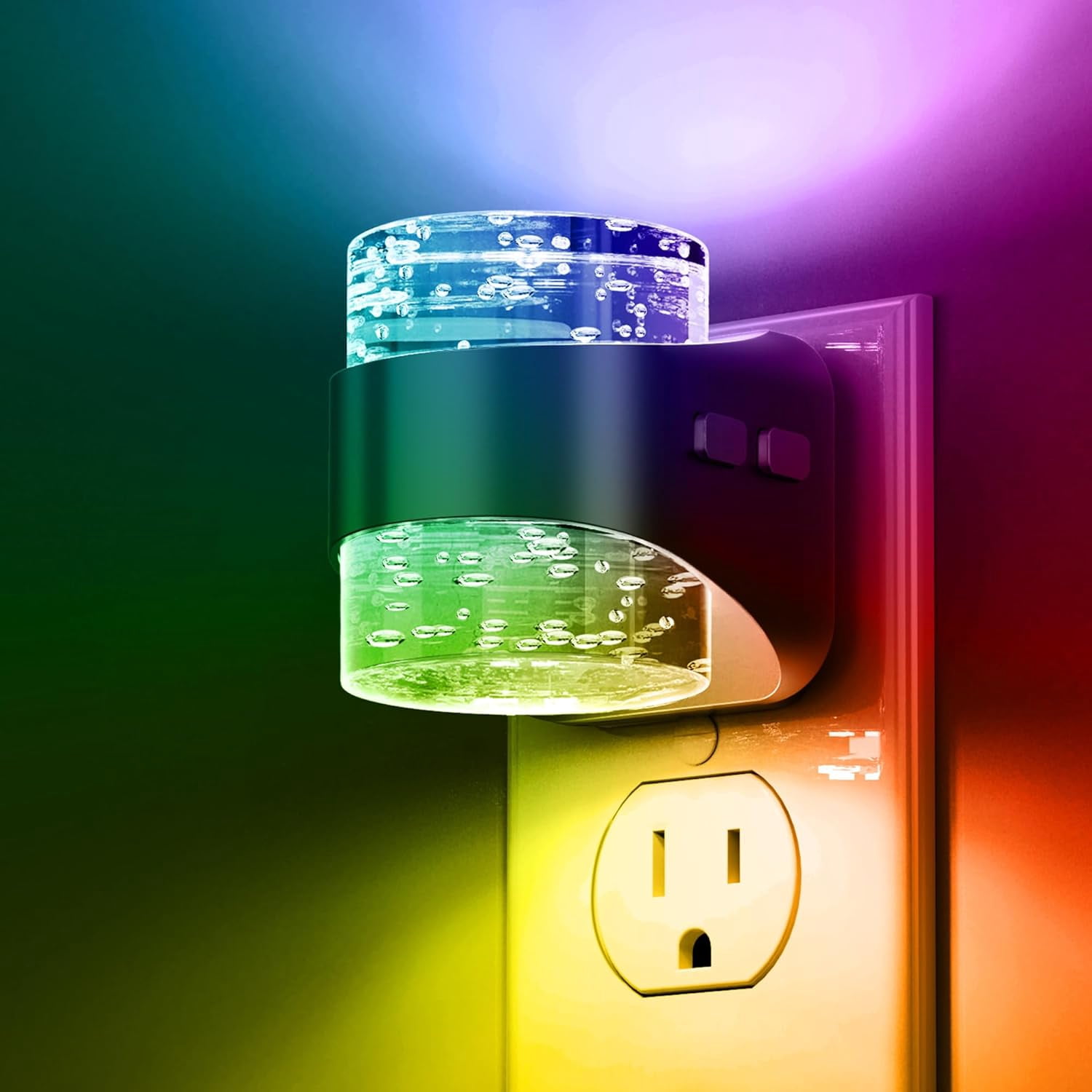 RGHJAR-Night Light, RGB Bubble Night Lights Plug into Wall, 10-Color Change Night Light,Dimmable Nightlights with Dusk to Dawn Sensor for Rooms Bathroom Hallway