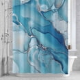thumbnail image 3 of Marble Texture Shower Curtain for Bathroom Decor, Blue Green Shinny Modern Abstract Waterproof Fabric Shower Curtain, 72"x84" Set with 12 Hooks, 3 of 9
