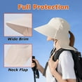 thumbnail image 3 of HOMEYA Sun Hat with Neck Flap for Women,Outdoor UV Protection Ponytail Wide Brim Bucket Hats,Foldable Summer Beach Fishing Hat for Hiking Gardening,Beige, 3 of 9