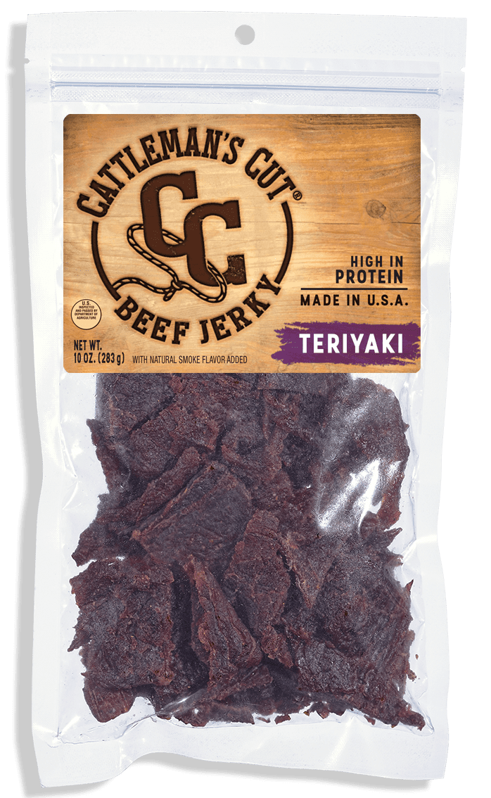 Cattleman's Cut Teriyaki Beef Jerky, High Protein Snack, 10 Ounces