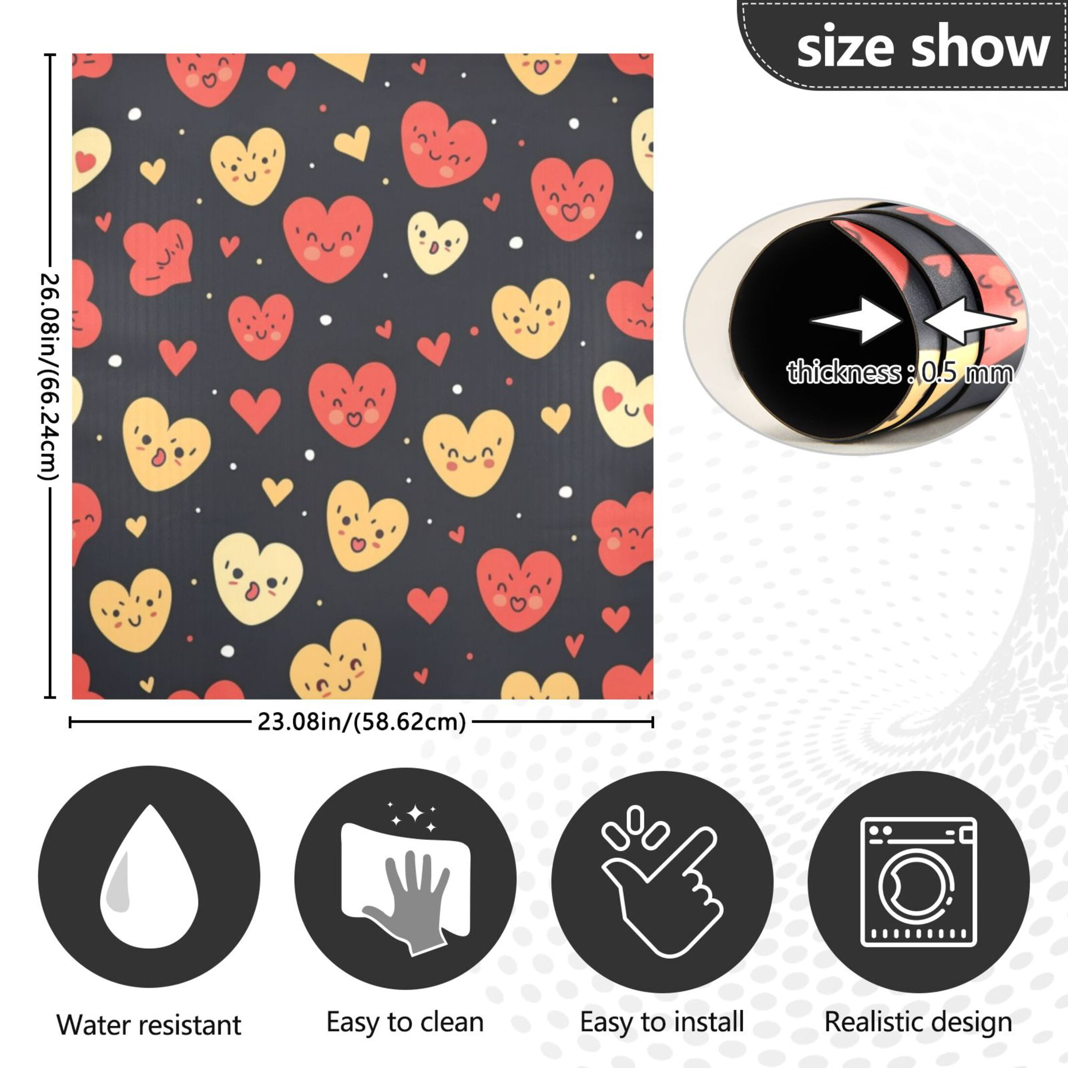 Dishwasher Magnetic Sticker 23x26 Inch Refrigerator Magnetic Sticker Washing Machine Magnetic Sticker Kitchen Panel Magnetic Sticker Home Decor Cartoon Color Love Heart
