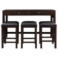 thumbnail image 4 of 4-piece Table Chair Set Built-in USB Port Space Saving Design Furniture Set With 3 Stools Perfect For Small Apartments Studios, 4 of 8