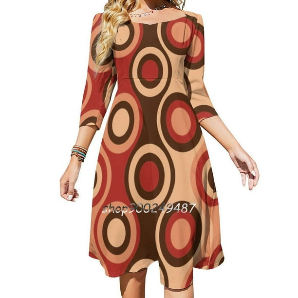 Vestido de cuello cuadrado con estampado retro de los años 70 y estilo vintage de los años setenta, bonitos vestidos holgados con estampado, elegante vestido de fiesta en la playa, patrón de los años