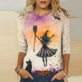 thumbnail image 2 of aohooy Halloween Tshirts Women Plus Size Three Quarter Sleeve Funny Graphic T-Shirts Holiday Festivel Party Crewneck Tunic Tops Multicolor,XXXL, 2 of 4