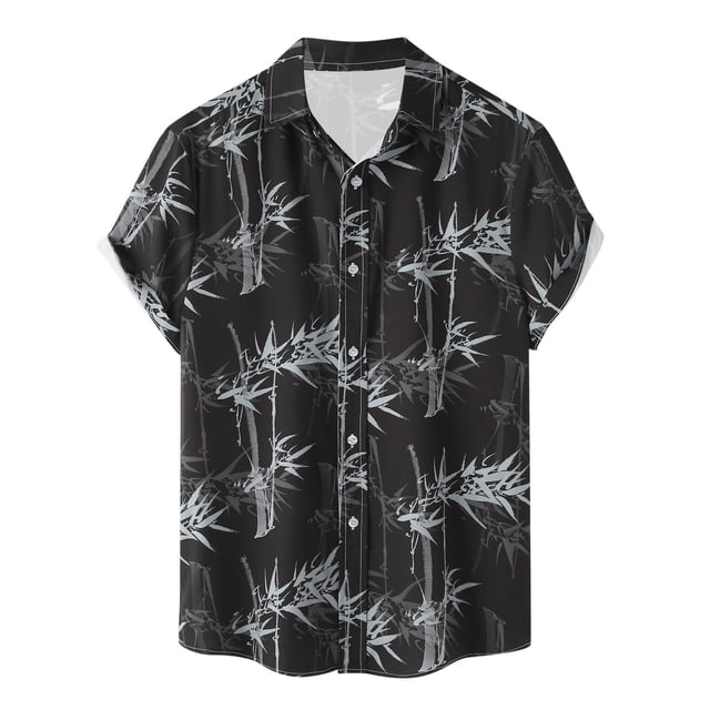 Birdeem Chemise Décontractée pour Hommes à Imprimé Hawaïen Col Rabattu Manches Courtes Fermeture à Boutons