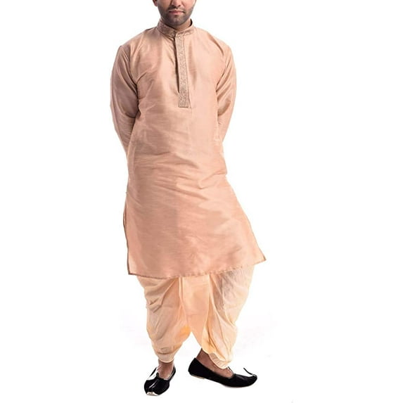 Royal Kurta Mens Silk Blend Self Embroidered Kurta And Dhoti