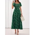 thumbnail image 3 of PRETTYGARDEN Women's Summer Boho Maxi Dresses Floral Short Sleeve Square Neck Smocked Flowy Long Dress Vacation Outfits, 3 of 10