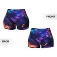 thumbnail image 5 of Haiem Magic Colorful Forest Leaves No Front Seam Biker Shorts for Women Yoga Workout Gym Bike Shorts with Tummy Control Moisture-Wicking-Large, 5 of 9