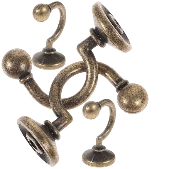 IBASETOY 4Pcs Curtain Hooks Metal Screw Hook Coffee Color Vintage Design for Home Curtains