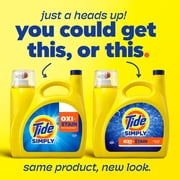 Tide Simply Laundry Detergent Liquid, Oxi Boost + Ultra Stain Release, Refreshing Breeze Scent, 129 fl oz, 96 Loads