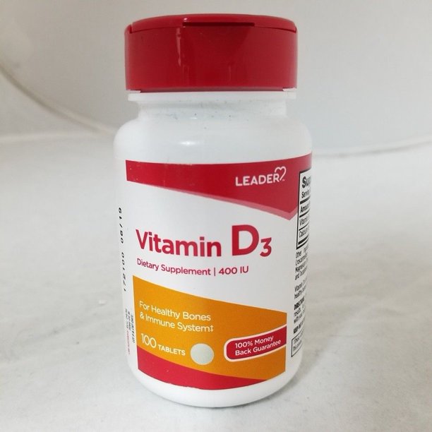 Leader Vitamin D3 400 IU Tablets, 100ct