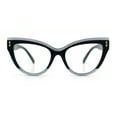 thumbnail image 3 of Womens 2-tone Color Design Horn Rim Cat Eye Clear Lens Fashion Eyeglasses Black White, 3 of 8