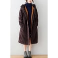 thumbnail image 4 of NANAHuang Women's Winter Coats Sherpa Lined Hooded Midi Long Corduroy Jacket Overcoat, 4 of 6