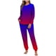 thumbnail image 2 of Conjunto de pijama informal de invierno para mujer, de doble cara, con cuello redondo estampado, manga larga, top anudado a mano, pantalones con cordón ajustable, ropa de casa, blusa de poliéster., 2 of 7