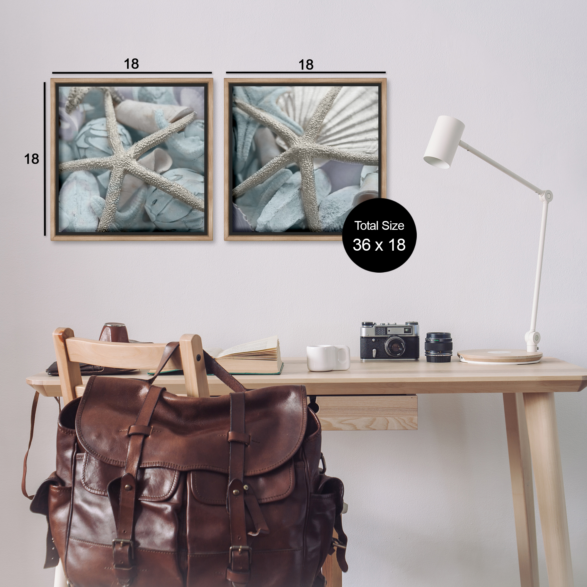Stupell Industries Dry Distressed Starfish Nautical & Beach Photography Brown Floater Framed Canvas Art Print Wall Art, 18 x 18, Set of 2