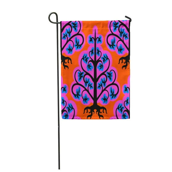NUDECOR Suzani Ethnic Pattern Uzbek Turkish and Kazakh Motifs in Bright Garden Flag Decorative Flag House Banner 12x18 inch
