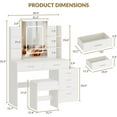 thumbnail image 2 of Makeup Vanity Set, Modern Vanity Desk with Lighted Mirror, Power Outlet, 6 Drawers, 4 Open Shelves, Lighted Make Up Table and Padded Stool for Small Bedroom, Apartment, 2 of 6