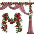 thumbnail image 2 of Artificial Rose Flower Vine Silk Flower Red, Artificial Vine Flowers Plants Artificial Flower Flowers Vine Garlands Hanging for Wedding Garden Wall Decoration Flowers Wedding Garden Decor, 2 of 9