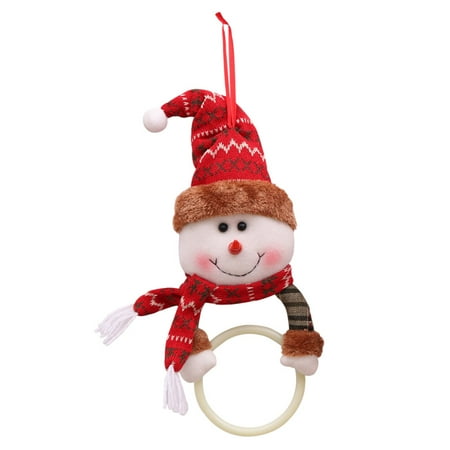 

DiMaddie Christmas Hanging Pendant Christmas Clothes Napkin Ring Ornament Towel Ring Xmas Dinner Napkin(Snowman)