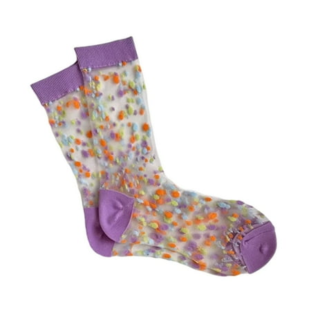 

CLZOUD Ankle Socks Women Purple Cotton Women s Dot Glass Thin Socks Dot Medium Tube Socks Transparent Socks