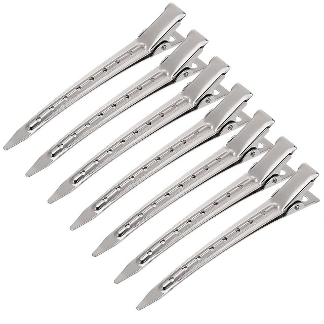 Pinzas para el pelo de pico de pato de 3,5 pulgadas, pinzas para rizos de cocodrilo de metal, pinzas para seccionamiento con agujeros (24 piezas) Feliz Sencillez