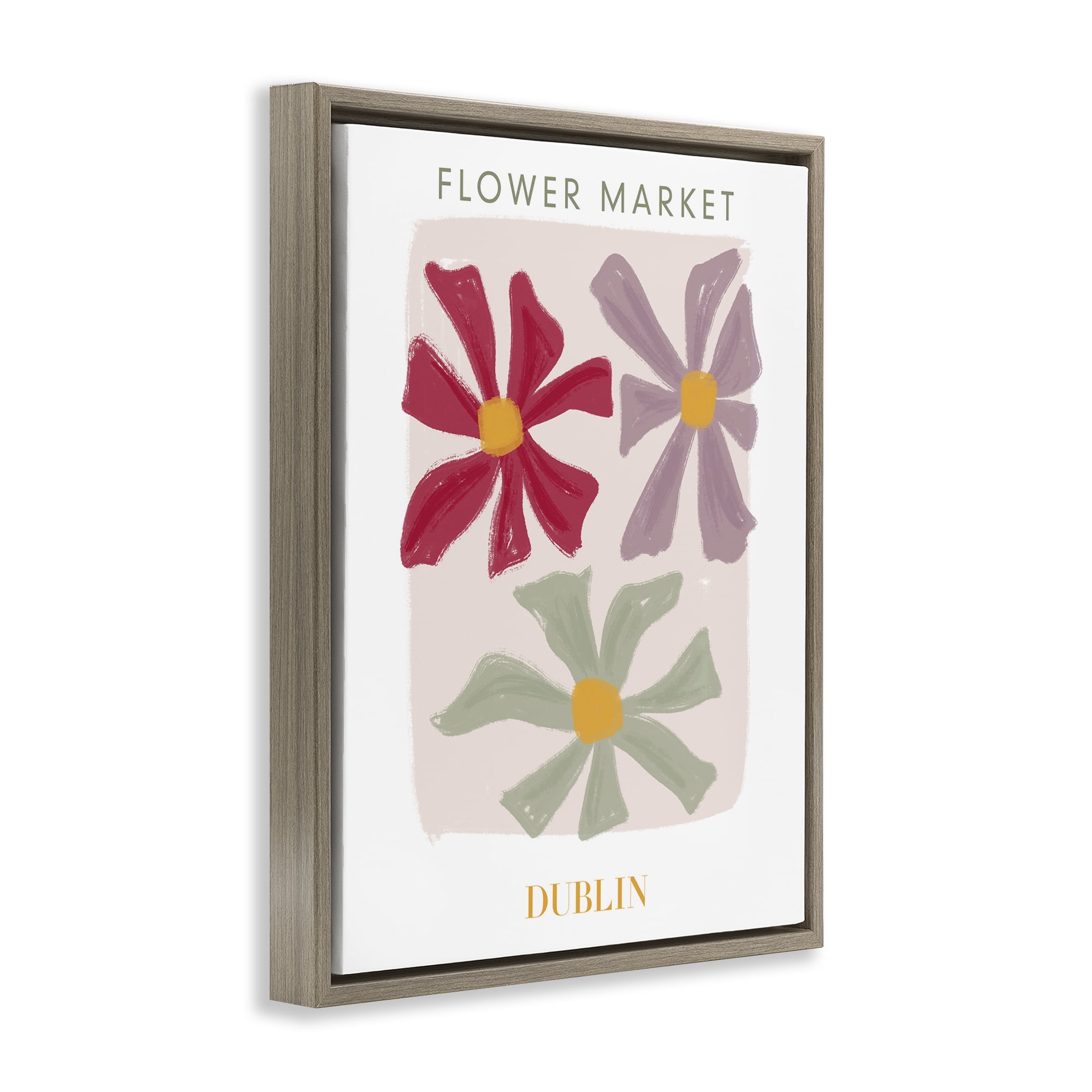 Stupell Industries Muted Dublin Flower Market Brown Framed Floater Canvas Wall Art, design by Lucille Price