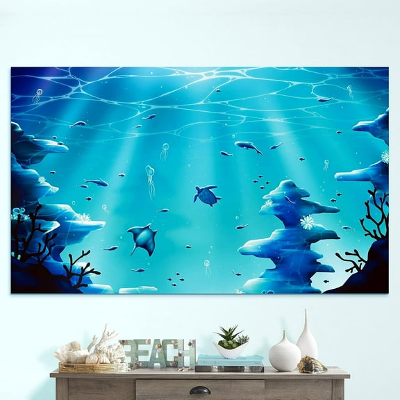 Cheerland Fabric Blue Under The Sea Backdrop, 5 x 3 Ft