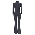 thumbnail image 5 of Combinaisons de Bureau pour Femmes d'Automne, Pantalons Évasés, Fermeture Éclair, Manches Longues, Col Rabattu, Grande Taille, Combinaisons pour Femmes, 5 of 5