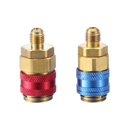 

Etereauty 2Pcs R134a Quick Connectors Auto Car Air Conditioning Quick Coupler Adapter (Red & Blue)